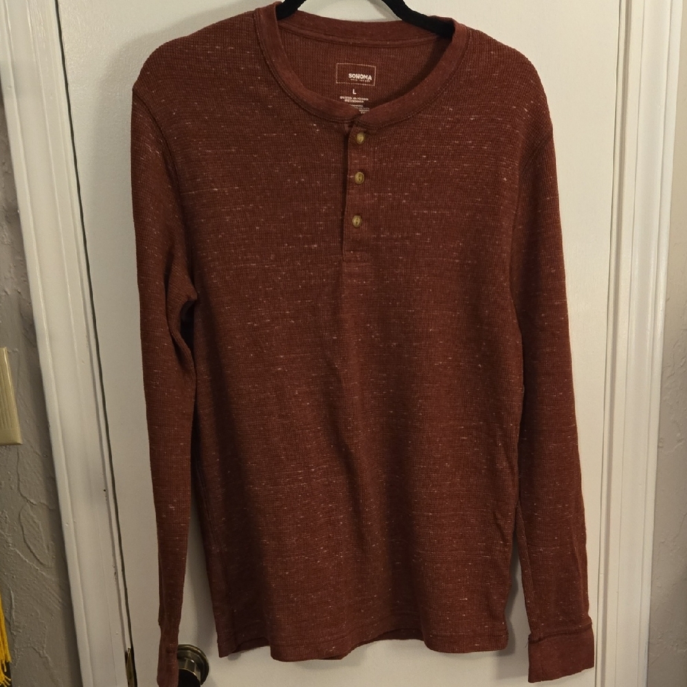 Sonoma Long Sleeve Henley in Rust